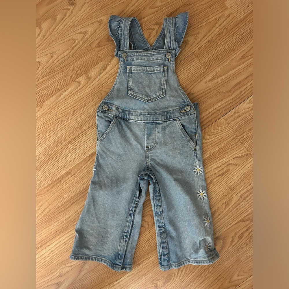 GAP Charming Kids Denim Overalls with Floral Accents